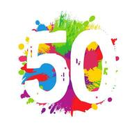 kleurrijk achtergrond met creatief aantal 50. grunge stijl. 50e verjaardag vieren helder logo. vector