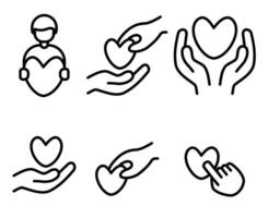 hand- icoon en liefde symbool voor de mensheid en liefde vector