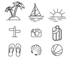 reizen en toerisme reeks van web pictogrammen in lijn stijl of zomer icoon reeks vector