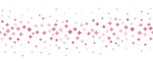 medisch kruis en plus achtergrond. abstract naadloos roze achtergrond voor ziekenhuis en apotheek. meetkundig vormen ornament Aan grens. vector backdrop