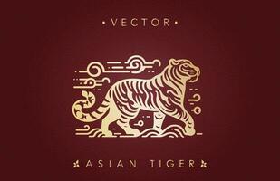 abstract gouden tijger met lijn elementen vector