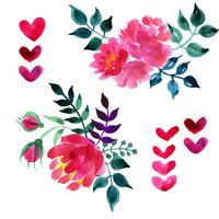 Verzameling van mooie aquarel bloemen vector