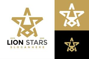 luxe leeuw ster logo ontwerp vector symbool icoon illustratie