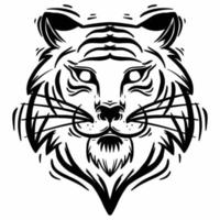 tijger hoofd zwart-wit doodle illustratie vector