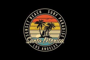 santa monica, silhouet retro vintage stijl vector