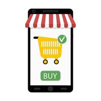 kleinhandel online smartphone. vector web winkel kopen, afzet uitverkoop illustratie