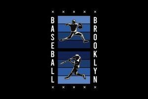 honkbal Brooklyn, silhouet retro vintage stijl vector