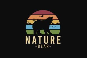 natuur beer, silhouet retro stijl vector