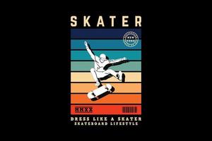 skaterjurk als een skater, ontwerp silhouet retrostijl vector