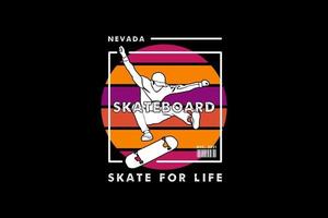 skateboard skate voor het leven, ontwerp silhouet retro stijl vector