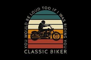 klassieke biker, design silhouet retro stijl vector