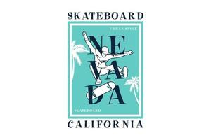 .skateboard nevada californië, ontwerp silhouet retro stijl vector