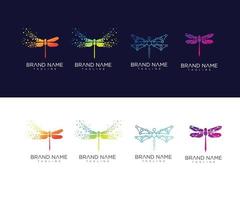 set van dragonfly tech logo vector ontwerpsjabloon