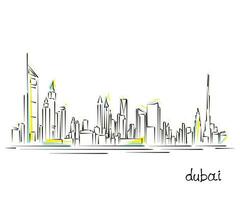 lijn kunst vector van Dubai stadsgezicht. Dubai horizon geïsoleerd afdrukken