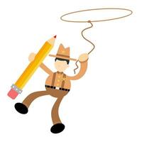 cowboy Amerika en potlood trek creatief vlak ontwerp stijl vector illustratie