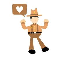 cowboy Amerika mensen Mens geschenk liefde hart tekenfilm tekening vlak ontwerp stijl vector illustratie