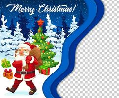 Kerstmis papier besnoeiing kaart met de kerstman en cadeaus vector