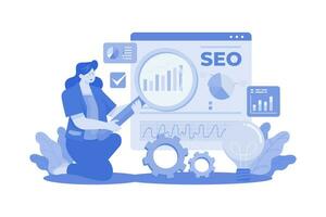 seo manager illustratie concept op witte achtergrond vector