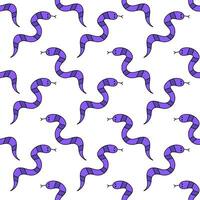 naadloos hand- getrokken vector patroon met Purper gestreept slangen. vector vlak illustratie achtergrond.