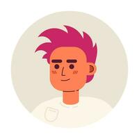 punk- mohawk jong Mens ontspannen staren 2d vector avatar illustratie. poseren punk- kapsel mannetje tekenfilm karakter gezicht portret. hoofdschot subcultuur vlak kleur gebruiker profiel beeld geïsoleerd Aan wit