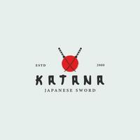 Japans katana zwaard logo wijnoogst vector illustratie concept sjabloon icoon ontwerp