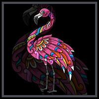 kleurrijk flamingo mandala kunsten geïsoleerd Aan zwart achtergrond. vector