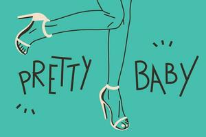 vector mode banier met opschrift voelen mooi. Dames poten in modieus klassiek hoog hiel- schoenen. schoen reclame poster sjabloon.
