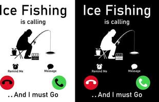 ijs visvangst is roeping en ik moet Gaan, ijs visvangst ontwerp, oud Mens ijs visvangst silhouet vector