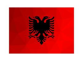 vector geïsoleerd illustratie. nationaal Albanees vlag met rood achtergrond, zwart dubbele kop adelaar. officieel symbool van albanië. creatief ontwerp in laag poly stijl met driehoekig vormen