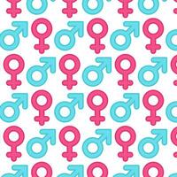 een patroon van symbolen van gelijkheid tussen mannen en Dames. Venus en Mars tekens in vlak stijl Aan een wit achtergrond. mannelijk en vrouwelijk principes. vector