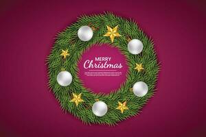 Kerstmis krans decoratie met pijnboom tak, kerst bal en Kerstmis element vector illustratie