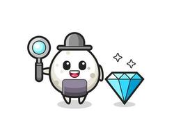 illustratie van onigiri karakter met een diamant vector