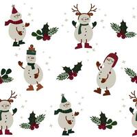 naadloos patroon met Kerstmis sneeuwmannen vector