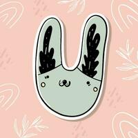 schattig konijn sticker. tekenfilm dier karakter vector