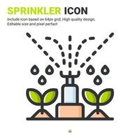 sprinkler pictogram vector met omtrek kleurstijl geïsoleerd op een witte achtergrond. vectorillustratie drenken teken symbool pictogram concept voor digitale landbouw, logo, business, landbouw, apps en project