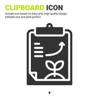 klembord pictogram vector met glyph-stijl geïsoleerd op een witte achtergrond. vector illustratie rapport teken symbool pictogram concept voor digitale landbouw, boerderij, technologie, industrie, landbouw en alle projecten