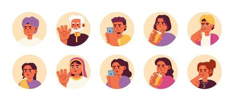 volwassenen zuiden Aziaten 2d vector avatars illustratie bundel. Saree indianen vrouw, Hindoe mannetje tekenfilm karakter gezichten verzameling. modern dag mensen vlak kleur gebruiker profielen afbeeldingen geïsoleerd Aan wit