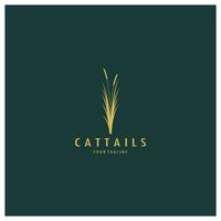 cattails of rivier- riet gras fabriek logo ontwerp, aquatisch planten, moeras, wild gras vector