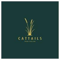 cattails of rivier- riet gras fabriek logo ontwerp, aquatisch planten, moeras, wild gras vector