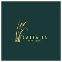 cattails of rivier- riet gras fabriek logo ontwerp, aquatisch planten, moeras, wild gras vector