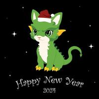 draak. nieuw jaar groen draak. tekening van een groen draak voor de nieuw jaar. nieuw jaar groet kaart. vector illustratie