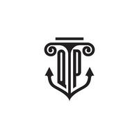 qp pijler en anker oceaan eerste logo concept vector