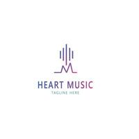 muziek- logo, muziek- icoon, logo ontwerp, muziek- merk, muziek- logo, uitstraling muziek, hart muziek- vector