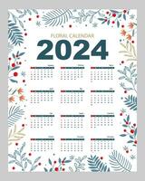 bloemen kalender reeks sjabloon voor 2024 jaar vector