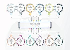 basiscirkel infographic sjabloon met 12 stappen, vector