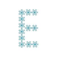 letter e van sneeuwvlokken. feestelijk lettertype voor nieuwjaar en kerst vector