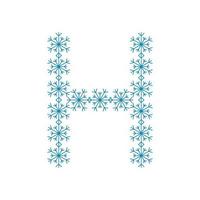 letter h van sneeuwvlokken. feestelijk lettertype voor nieuwjaar en kerst vector