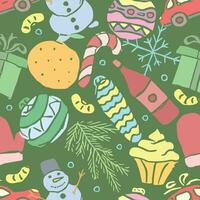 naadloos Kerstmis patroon. nieuw jaar achtergrond. tekening illustratie met Kerstmis en nieuw jaar pictogrammen vector