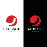 worst logo, gemakkelijk barbecue worst gegrild vlees ontwerp voor restaurant bedrijf, vector illustratie