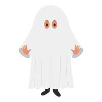 leuke jongen in spookkostuum voor Halloween. vector